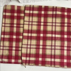 Handcrafted Set of 2 Red and Cream Plaid Pillow Covers with pillows